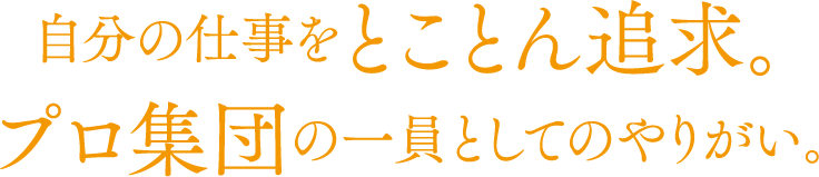 自分の仕事をとことん追求。プロ集団の一員としてのやりがい。